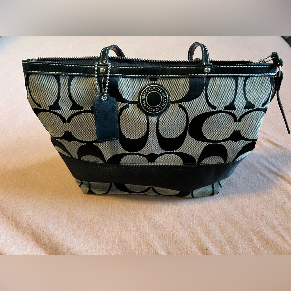 Coach Black and Gray Monogram Tote
